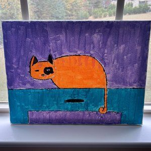 🐱 Handmade Painting Cat Kitty Kitten 12" x 16" Art Artwork